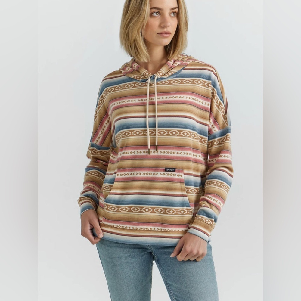 Wrangler Retro Southwestern Serape Hoodie M | Aztec Western Pullover